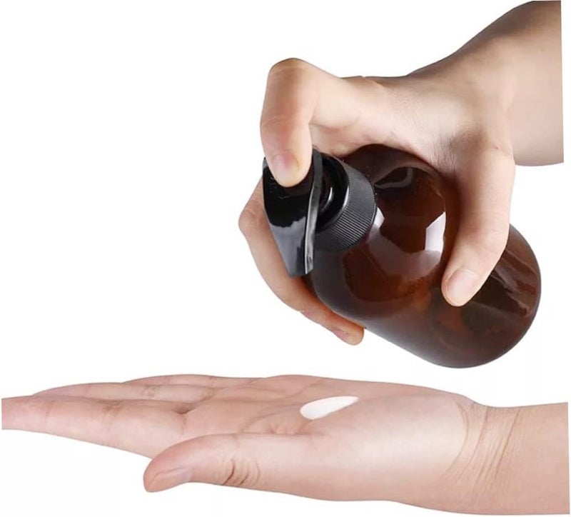 woobles Lotion Dispensers, 300ML Refillable Liquid Empty Pump Bottle, Amber Plastic Pump Dispenser Bottles for Handwash, Lotions, Shampoo, Conditioner, Shower Gel - Image 5